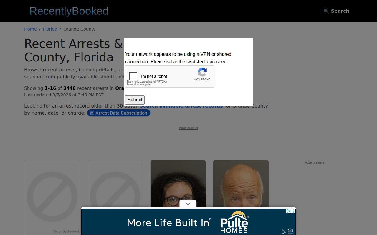 Unofficial Orange County multi-day arrest archive interface