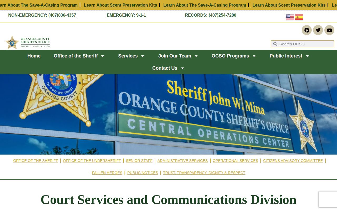 Orange County Sheriff Court Services warrant unit information
